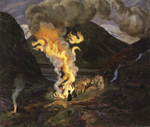 St John's Night Fire Painting by Astrup Jonsokbal 1912